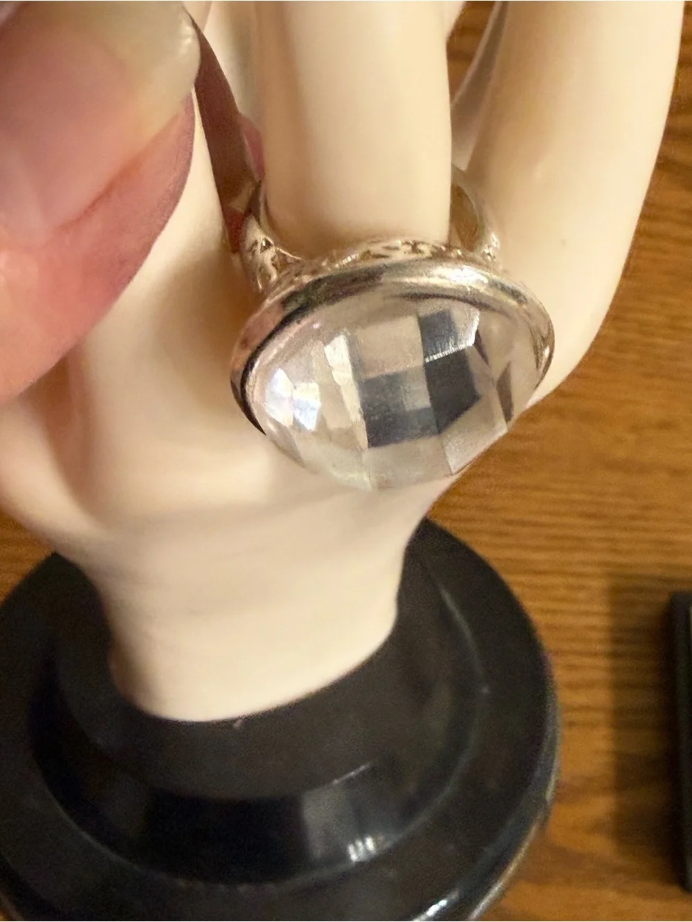 Sterling Silver 925 Filigree MOP Faceted Dome Ring Size 6.5 13 Grams